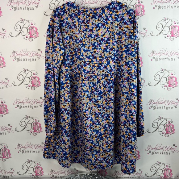 Noisy May dress ruffle hem flowers Multicolor Floral Dress blue yellow pink - Picture 2 of 11